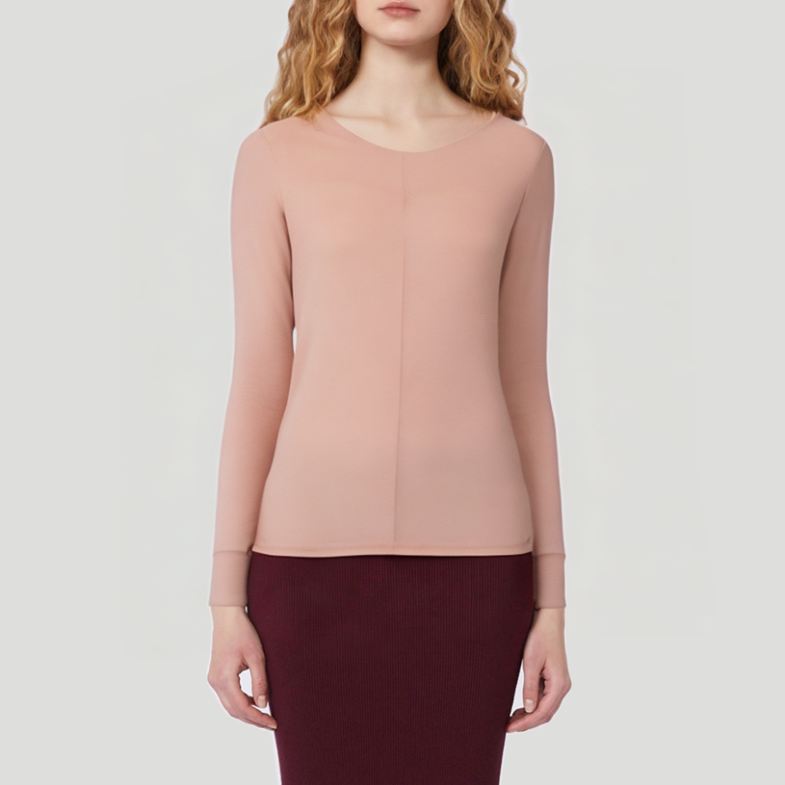 Pink loose-fitting women's long-sleeved thermal top