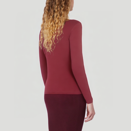 Red wool women's long-sleeved thermal top