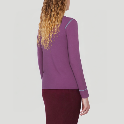 Round neck color-blocked stitching women's thermal top