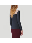 Color-blocked round neck women's thermal top