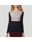 Color-blocked round neck women's thermal top