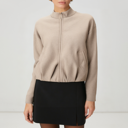 Fashionable zip-up women's wool jacket