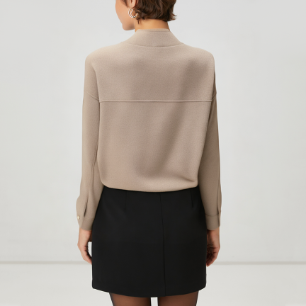 Fashionable zip-up women's wool jacket