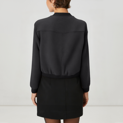 Black single-breasted women's wool jacket