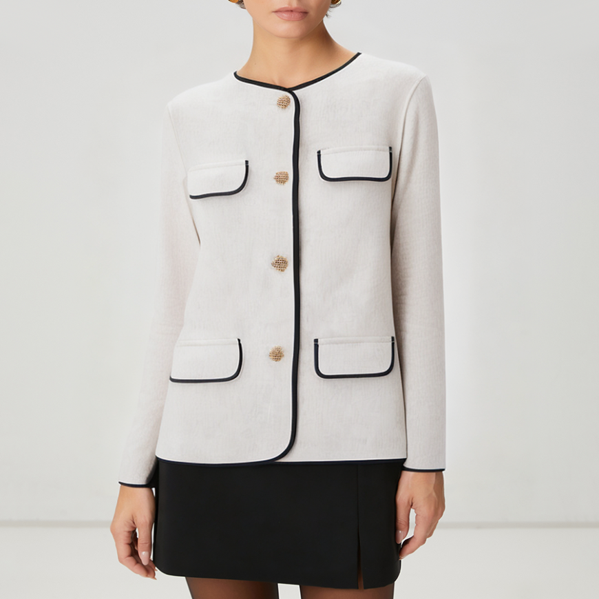 Elegant and chic button-down women's wool jacket