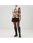 Plaid oversized lapel women's wool jacket