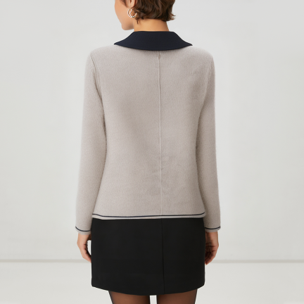 Color-blocked lapel women's wool jacket