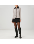 Color-blocked lapel women's wool jacket