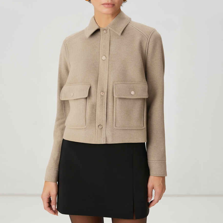 Casual soft collar women's wool jacket
