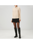 Beige stand-up collar women's wool jacket