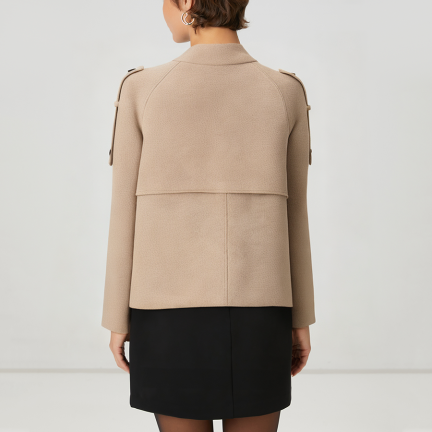 Stand collar double-breasted women's wool jacket