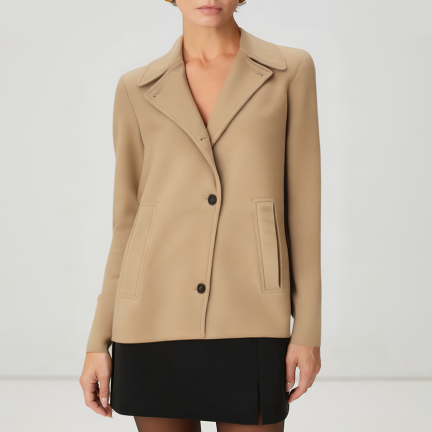 Retro-style lapel loose-fitting women's wool jacket