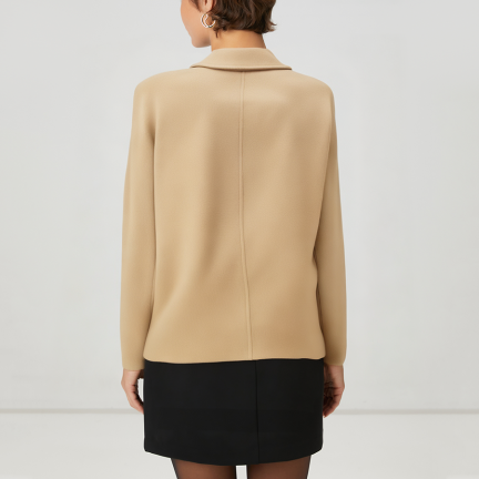 Retro-style lapel loose-fitting women's wool jacket