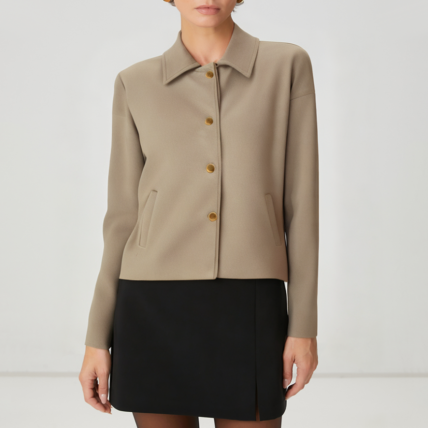 Simple and versatile lapel women's wool jacket