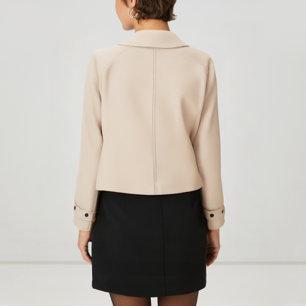 Beige versatile lapel women's wool jacket