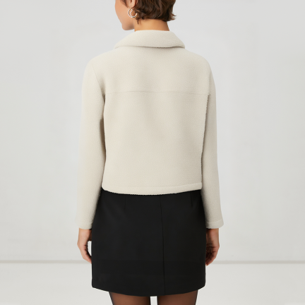 Casual white warm women's wool jacket