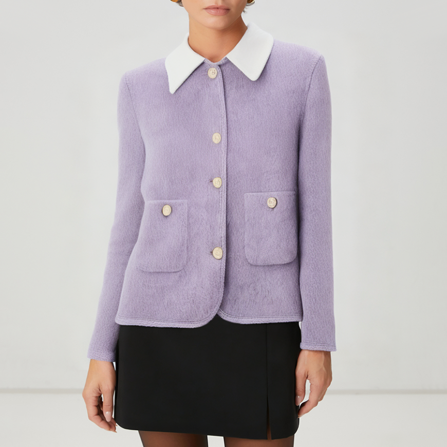 High-end retro lapel women's wool jacket