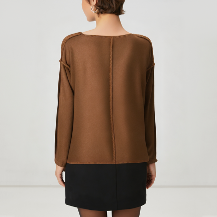 Retro brown V-neck women's wool jacket