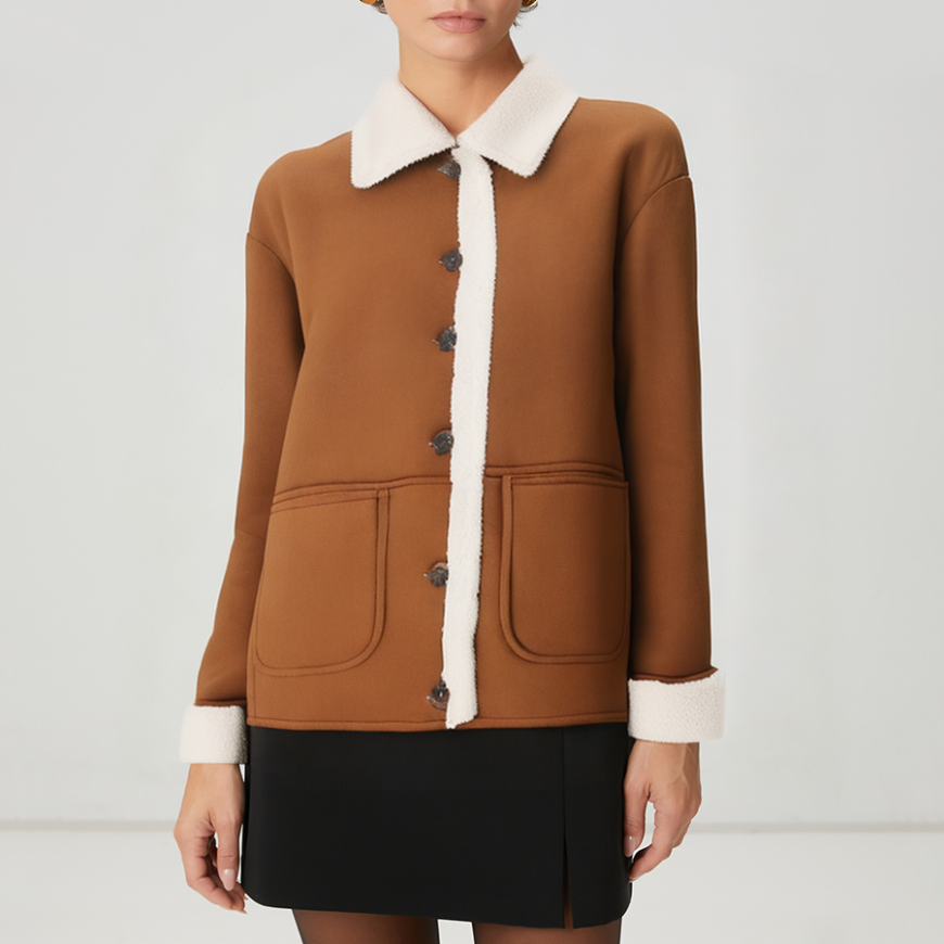 High-quality lapel women's wool jacket