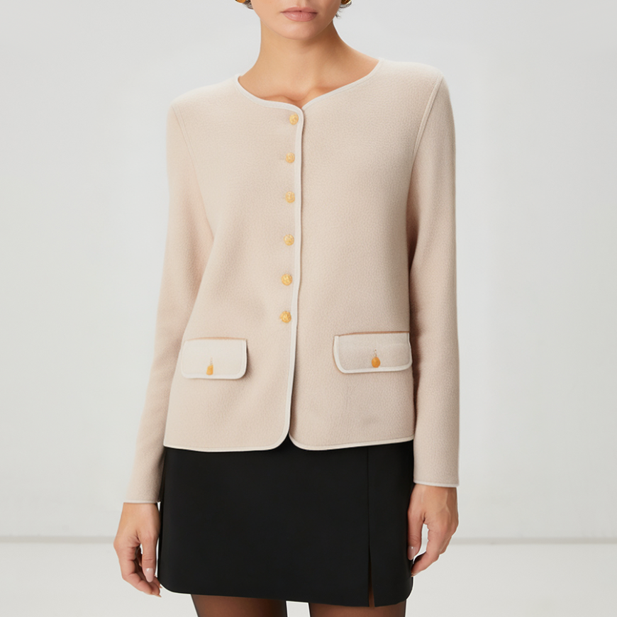 Comfortable single-breasted women's wool jacket