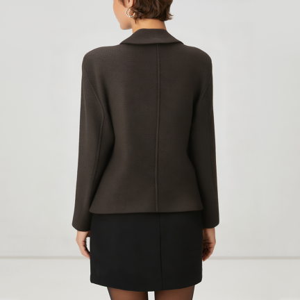 Loose-fitting double-breasted women's wool jacket