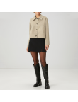 Beige lapel loose women's wool jacket