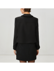 Black minimalist lapel women's wool jacket