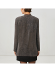 Dark gray multi-pocket women's wool jacket