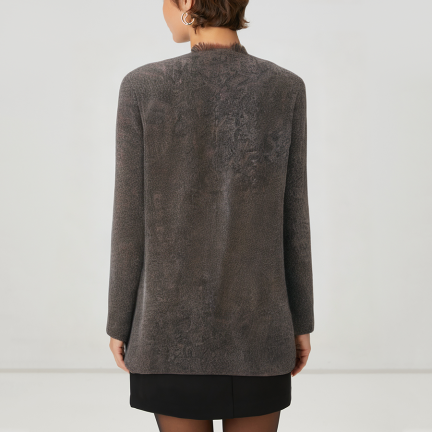 Dark gray multi-pocket women's wool jacket