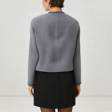 Grey retro short women's wool jacket