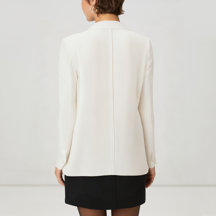 White luxury collared women's wool jacket