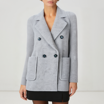 Classic and elegant double-breasted women's wool jacket