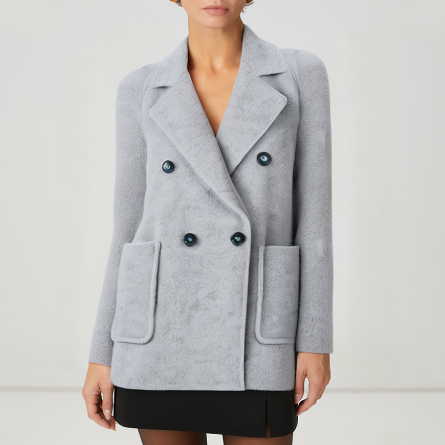 Classic and elegant double-breasted women's wool jacket