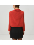 Red collared warm women's wool jacket