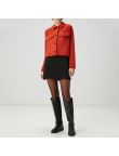 Red collared warm women's wool jacket