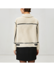 Casual beige loose-fitting women's wool jacket