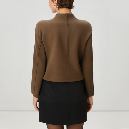Brown double-zip women's wool jacket